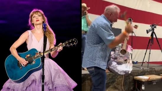 Breaking News : Texas man takes hammer to guitar with Taylor Swift autograph after dropping $4,000 on it as fellow Texans roar with approval...