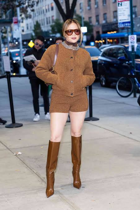 Jennifer Lopez Wears Knit Short-Shorts With a Pair of $3,950 Saint Laurent Boots...